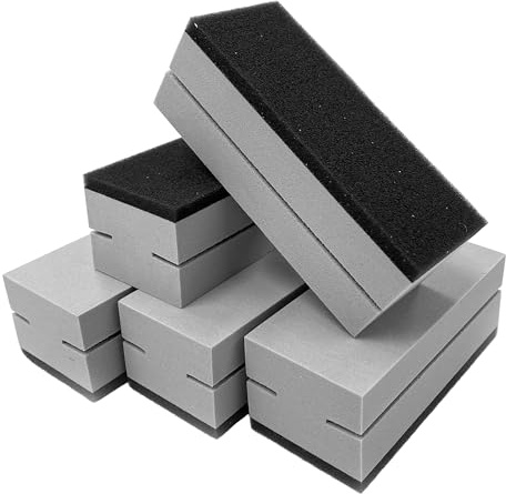 Tek Automotive 5 Pack Pro Ceramic Applicator Pads – Firm Foam Block with Ultra-Soft Applicator Surface – Cloth Slot Design for Even Coating – Zip-Seal Storage Bag Included