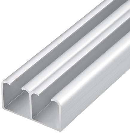 Unikicool Rail Porte Coulissante Double,Kit de Rail Double pour Porte coulissante Placard,Kit Porte Coulissante Rail Double,Rail pour Porte coulissante Placard,pour Armoire,Support de Porte.
