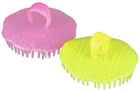 HAPINARY 2pcs Soft Silicone Shower Brush and Scalp Massager for Shampooing, Body Scrub Bath Tool Ergonomic Design for Hair Washing and Relaxation in Home Spa Use Random Color