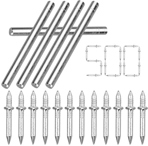 500 PCS Clou Sans Couture à Fil de Plinthe à Double Tête, Clou Double Pointe avec 5 Outil de Manchon pour Plinthe la Décoration de la Maison les Meubles et la Construction
