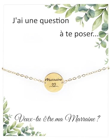 BMGRKYQX Cadeau Marraine Bracelet et Carte de Vœux Veux-tu Devenir Ma Marraine Annonce Marraine Demande pour Naissance Baptême Communion Noël