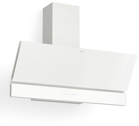 Klarstein Velaire Dunstabzugshaube 90 cm - Kopffreihaube, 820 m³/h Boost, A++ Energieeffizienz, Touch-Bedienung, LED, leise, Aluminium- & Aktivkohlefilter, Abzugshaube Küche 90 cm, Weiß