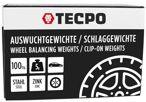 TECPO Schlaggewichte Zink Auswuchtgewichte 5g x 100 Wuchtgewichte für Stahlfelgen korrosionsbeständig Radwuchtung Auswuchtmaschinen