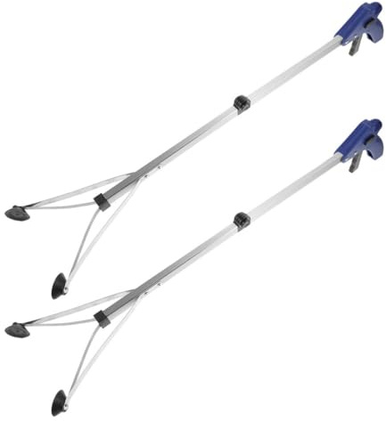 iplusmile Pinza Raccoglitori Rifiuti Pieghevole in Alluminio 83 Cm Set 2 Pezzi Utensile per Raccolta Rifiuti Esterni per Casa Giardino e Pulizia Esterna