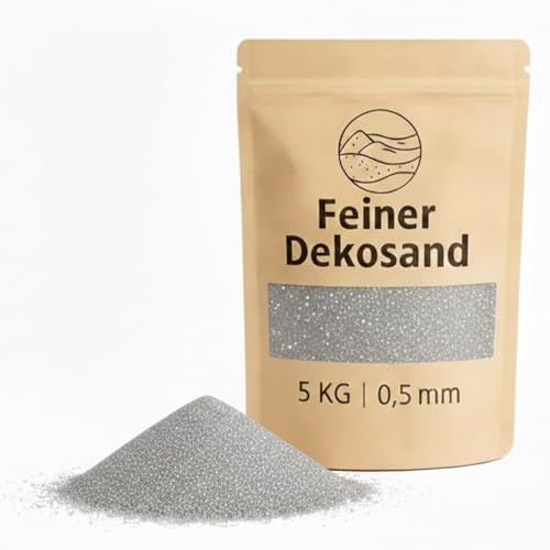 Deko-Sand silber als farbige Streudeko - 5 kg kleine Deko-Steine Ø 0,5 mm für Gläser, Vasen