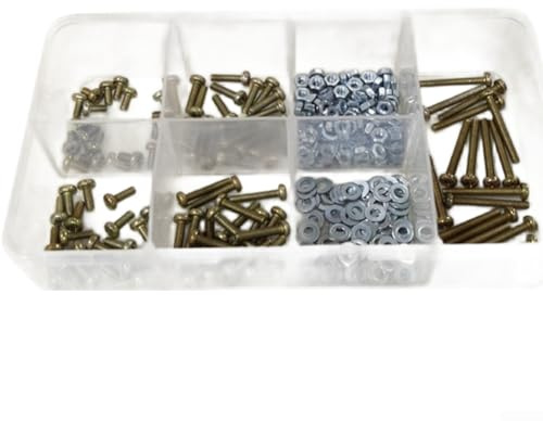 Set of 300 For M3 Cross Recessed Pan Head Screws with Nuts and Washers for Various Fastening Purposes