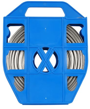 Tendicinghia in acciaio inox, strumento per reggiatura con bobina di nastro da 4,5 cm x 30,5 m, 100 fibbie Ear Lokt, set di attrezzi con manopola di regolazione per nastri in PP, plastica e acciaio