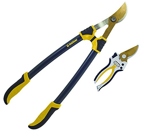 Melnor Pro Lopper & Pruner Value Pack - Forged Steel Blades - Includes 28”-37” Telescoping Bypass Loppers and 8.5” Professional Bypass Pruners