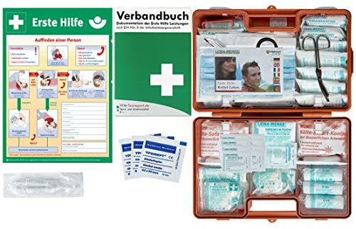 Erste-Hilfe-Koffer M6 PLUS nach aktueller DIN/EN 13169 -Paket 2- für Betriebe ab 50 Mitarbeiter inkl. Verbandbuch & AUSHANG Erste Hilfe
