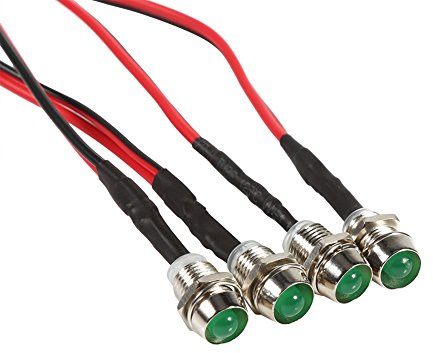 Qiilu QL00831 4 Pz 12 v 8mm Pannello LED Pilot Dash Spia Lampada Indicatore Auto Car Van(Green)