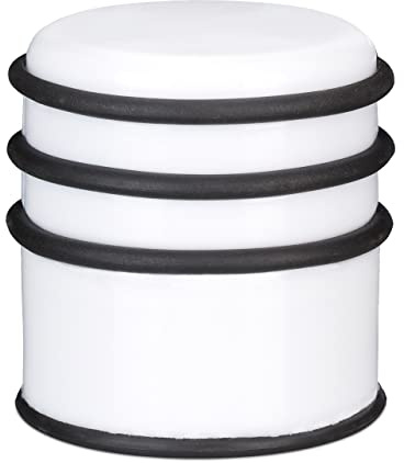 10x Fermaporta a Pavimento, Pesante, Blocca Porte e Finestre, ∅ 7 cm, 3 Anelli in Gomma, Bianco | f. Porte e finestre in caso di correnti d'aria, 10 anelli di gomma, interni, ∅ 7 cm