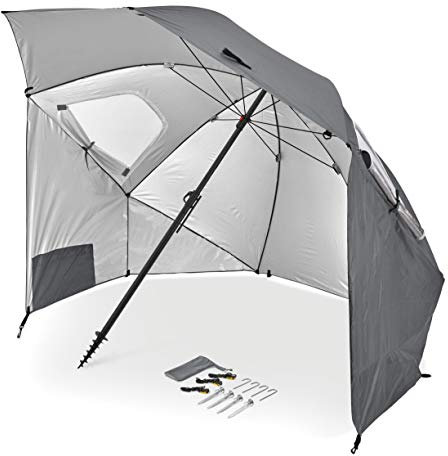 Sport-Brella Premiere XL UPF 50+ Schirmunterstand für Sonnen- und Regenschutz (2 Fuß, Grau)