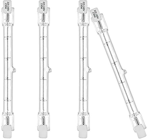 Faretto alogeno lineare, attacco lampadina R7s, 230 W, J118, lampadina di sicurezza, 118 mm, flusso luminoso 3100 lm, 2700 K, dimmerabile (confezione da 4)