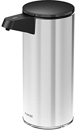 AIKE Seifenspender Automatisch Edelstahl mit Sensor Infrarot, 280ml Berührungsloser Automatischer Seifenspender USB-Aufladung