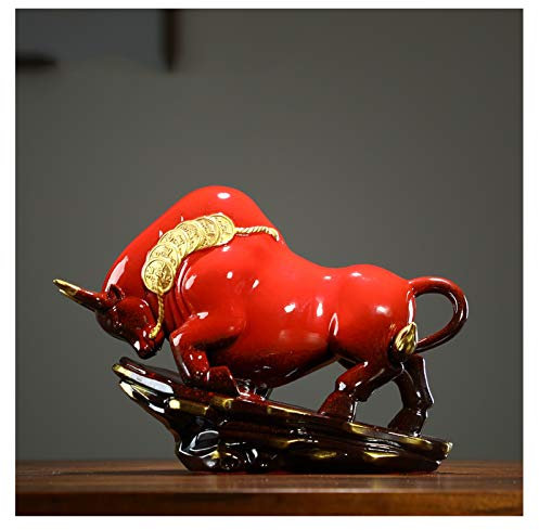 Desktop Dekoration Kreative Glückwindbüffel Möbel Tier Bully Maskottchen Büro Wohnzimmer Unternehmen Möbel Wohnkultur Produkte (Color : A)