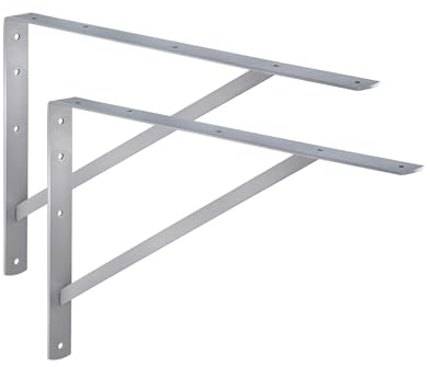 ALPENSTAHL Schwerlastwinkel [ATHENA] 2 Stück Regalwinkel I Tiefe 300 mm I Schwerlastkonsole Silber I Wandhalterung Regal Tragkraft 300 kg I Winkel Metall massiv | Metallwinkel 90 grad