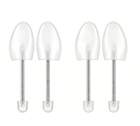 QUUPY 2 Pairs Adjustable Length Plastic Shoe Tree Shoe Stretcher Shoes Shaper with Tension Spring Coil Keep Shoes in Good Shape (Men Size)