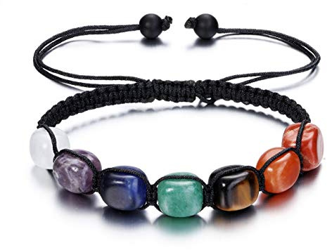 GEHECRST 7 Chakra Armband Edelstein Armbänder Natürliche Chakra Steine Yoga Armband Healing Reiki Energietherapie Glückbringen Edelstein für Damen Herren