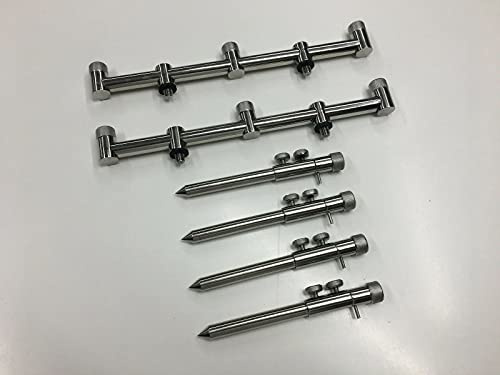 TMC 2 x 3 Rod Edelstahl Buzz Bars 4 x 15-25cm Double Screw Bank Sticks Karpfen & Grobfischen