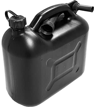 BAUSTER® Jerrican à essence robuste en plastique 10 l avec entonnoir Noir