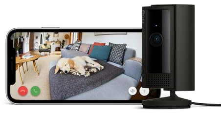 Ring Caméra intérieure (Indoor Camera 2e gén.) | Caméra de surveillance wifi sur secteur pour animaux, vidéo HD 1080p, audio bidirectionnel, cache de confidentialité | Essai Ring Home gratuit 30 j.