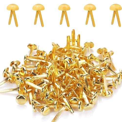 Split Pins, Scrapbooking Brads Split Pin, 100 Stück Mini Gold Brad Metall Papierverschlüsse farbige Brad Verschlüsse Pastell runde Brads für Papier, Handwerk, Büro, Haushaltsbedarf (8x17 mm)