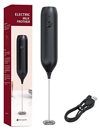 Qwertfeet Mousseur à Lait éLectrique Portatif USB Rechargeable Mini Mousse Maker Boisson MéLangeur Fouet Batteur pour Café Latte Matcha