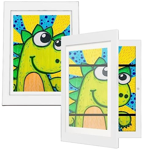 WDMJxar 2 Stück Bilderrahmen Kinderzeichnungen A4 für 150 bilder, Kinderkunst Aufbewahrungsrahmen Kinderkunstwerk Bilderrahmen Frontöffnung (2pc White)