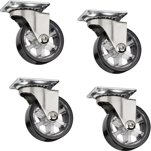 4er Set dekorative Möbelrollen RAPID Rollen-Ø 50 mm schwarz | Tragkraft 35 Kg, Höhe 64 mm, Lenkrollen von SOTECH