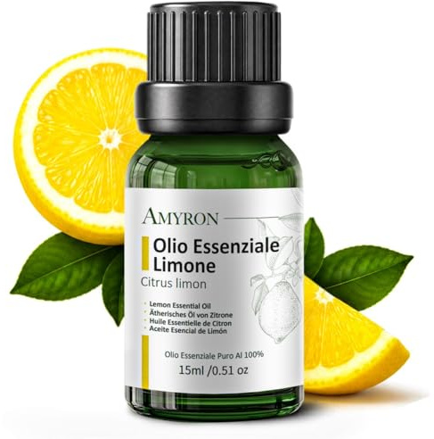 Olio Essenziale Limone AMYRON 15ml | Citrus Lemon, Naturale E Puro Al 100%, Ideale Per Aromaterapia E Diffusore, Massaggi aromatici