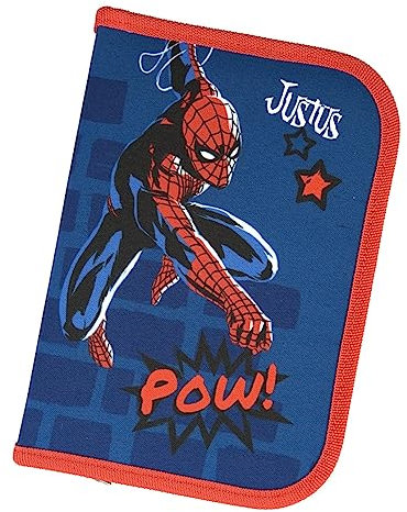 Undercover Gefüllte Federmappe Spider-Man mit Name personalisiert | Superhelden Federtasche Jungen mit Inhalt | Schüleretui Federmäppchen Set 30-teilig für Schulanfang
