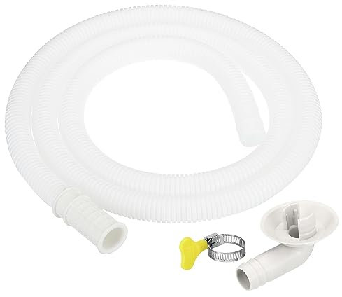 PATIKIL 4.9ft Air Conditioner Drain Kit, Universal AC Drain Hose Connector Hose with Clamp Connector 6 for Mini-Split Window AC Unit Faucet, White