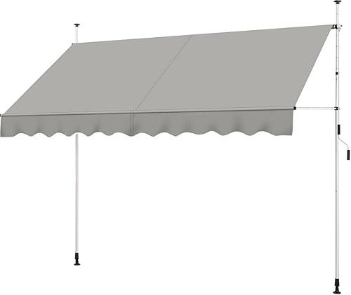 Yaheetech Toldo Manual Retráctil Exterior 300cm Toldo Enrollable Gris Claro
