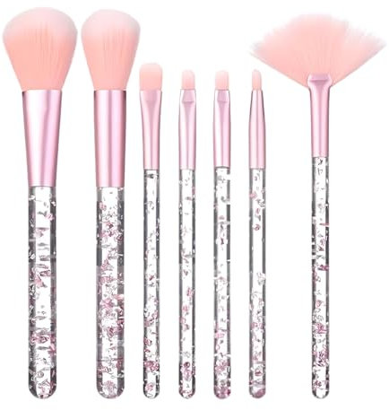Zeayebsr 7PCS Pinceaux maquillages Teint synthétique Fond de Teint Maquillage pour Les Yeux pour Fondations Ombre à paupières Fards à Joues, pinceaux maquillages,Set pinceaux Maquillage(Rose)