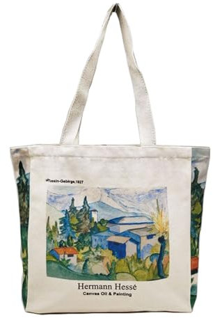 BROADREAM Niedliche Schultertasche aus Segeltuch, ästhetisch, mit Reißverschluss und Innentasche, für Damen zum Einkaufen und Reisen, tolles Geschenk für Frauen, Lehrer, Mutter, Freundschaft,