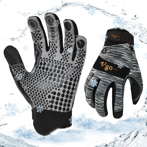 Vgo... 1Paar 0℃/32°F Winter Kunstleder Arbeitshandschuhe, Kaltes Wetter Wasserdicht Sicherheit Arbeitshandschuhe, Kühllager oder Gefrierschrank verwenden, warme Polarfleece-Futter(SL7895FLWP)
