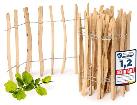 Garronda Gartenzaun zum Stecken aus Haselnüsse Zaun Garten Staketenzaun Beeteinfassung Holz Steckzaun Hochwertiger Gartenzaun für Ihren Garten GD-0079 (Lattenabstand: 7-8 cm, 60 cm x 500 cm)