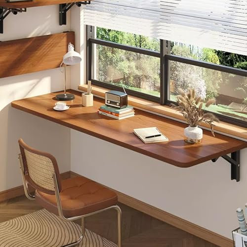 Nordivo Klapptisch Wandmontage,Schreibtisch Klappbar Wand,Wandschreibtisch,Wandtisch Klappbar,Klapp Tisch,Schreibtisch Klappbar,Platzsparender,Für Küche Zimmer Wohnzimmer Kinderzimmer(Brown,60x30cm)