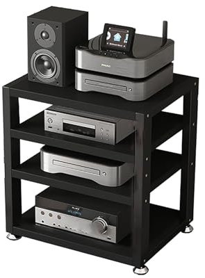 Multifunktionales Ablageregal Audio-Rack Vintage Plattenspieler-Ständer Medienregal Beistelltisch Plattenspieler Regal mit Aufbewahrung für Wohnzimmer Aufnahmestudio Spielzimmer.(Nero,40x35x48cm)