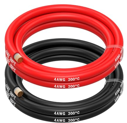 4 Gauge Wire by MMOBIEL – 4 AWG Silicone Cable, 2 x 5ft (1.5m) (1 Red & 1 Black) Tinned Copper Battery Wire, Flexible High Temp Electrical Cable for Automotive, Welding, Car Battery, AC, Refrigerators