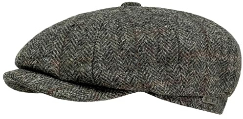 WEROR Schiebermütze Herren – Flatcap Schirmmütze Herrenmütze mit Schirm – Fischgrät Mütze mit Steppfutter - 100% Wolle - Herbst/Winter – WEROR-434.1 (63, Moos)