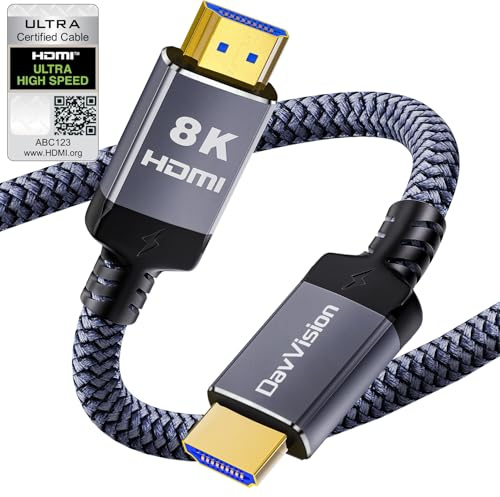 DavVision Cable HDMI 2.1 10K 8K eARC, cable HDMI PS5 de alta velocidad certificado trenzado 8K a 60Hz, 4K a 120Hz, 48Gbps, HDCP 2.2 y 2.3, HDR 10, compatible con PS5/Xbox/TV/RTX 4090/monitor
