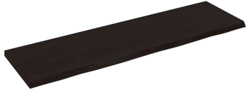Makastle Waschtischplatte Holzbohlen Ideal für Aufsatzwaschbecken, Tischplatte Holzplatte Baumkanten-Platte für Heimwerker, Arbeitsplatten, Dunkelbraun 140x40x(2-4) cm Massivholz