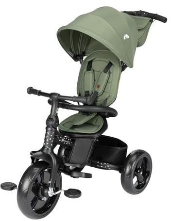 Bebeconfort Windy, Dreirad für Kinder mit Griff, 10 Monate – 4 Jahre, 0 – 25 kg, verstellbar, bequemer und wendbarer Sitz, Verdeck, kompakter Verschluss (Mineral Green)