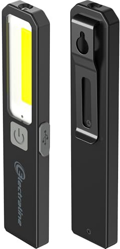 Electraline 58048 Torcia LED in alluminio 200+100 Lumen, Luce bianca fredda 5700W, con magnete integrato, batteria ricaricabile di 450mAh