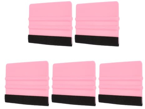 QUARKZMAN 5 Piezas de Espátula de Vinilo, Herramienta de Aplicación de Vinilo con Borde de Fieltro, Raspador de Película de Vinilo para Coche de 4 Pulgadas, Rosa, Rectangular