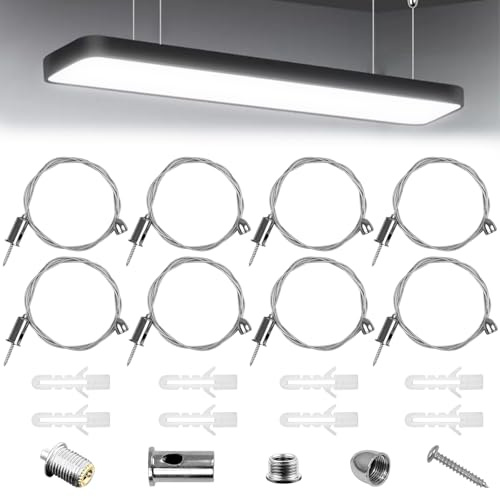 8 pcs Cable de Suspensión de Luz Trenzado, Acero Ajustable 1.5 mm X 1.5 m