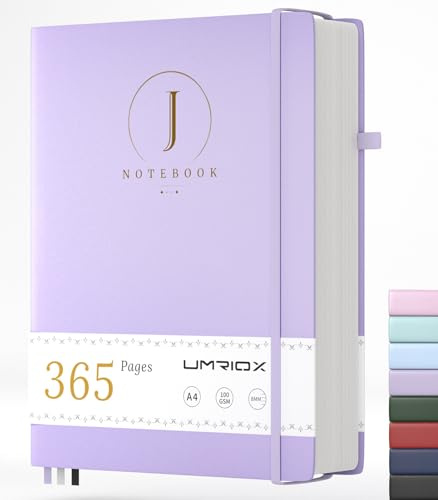 Umriox Notizbuch A4 Liniert,Tagebuch für Erwachsene,Hardcover Journal mit 365 Seiten 100gsm Dickem Papier, Notizblock Für Erwachsene Arbeit,Schreiben,Notizen,Lernen,Reisen,21.5 x 28 cm-Lila
