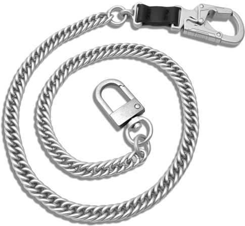 Ahiller Geldbörsenkette, 64cm Unisex Edelstahl Hosenkette | Leichte abfallsichere Schlüsselkette, Zink-Karabiner mit Doppelverschluss, für Alltag-, Taschen- & Punk-Biker-Looks