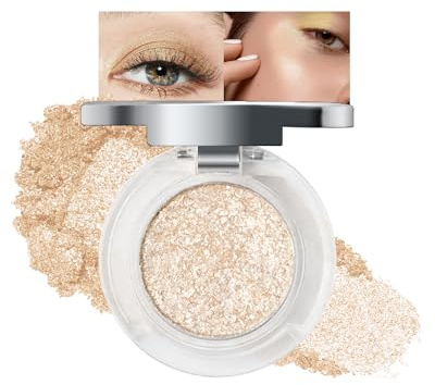 Fard à Paupières Paillettes Illuminateur, Eyeshadow Glitter Couleur Intense, Une Seule Couverture, Étincelantes Palette Maquillage Yeux, Creme Eyeshadow Holographique Longue Durée et Maquillage-02